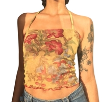 Flower Mesh Crop Top  - Thumbnail 1