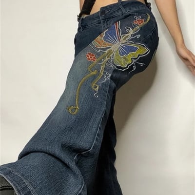Butterfly low waist denim jeans 