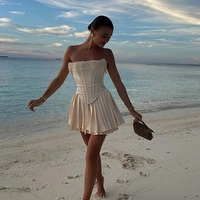 Pearl Tassel Pleated Mini Dress  - Thumbnail 3