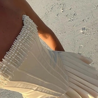 Pearl Tassel Pleated Mini Dress  - Thumbnail 4