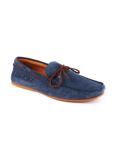 Handmade Blue Tussle Suede Fashion Men's Loafer Shoes