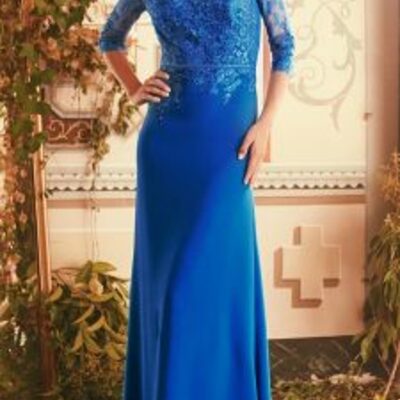 Royal blue mother of bride groom dress lace bodice floor length mother of the groom dress
