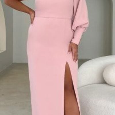 Pink plus size mother of bride groom dress one shoulder mother of the groom dress