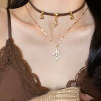 Dainty Sun Star Layered Choker Necklace - Thumbnail 2