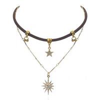 Dainty Sun Star Layered Choker Necklace - Thumbnail 4