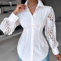 Sexy Women'S Lace Spliced Long Sleeved Shirt - Thumbnail 1