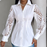 Sexy Women'S Lace Spliced Long Sleeved Shirt - Thumbnail 3