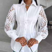 Sexy Women'S Lace Spliced Long Sleeved Shirt - Thumbnail 4