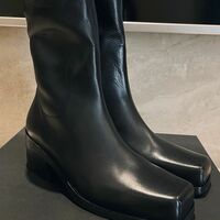 Cowhide square toe genuine leather thick heel Martin boots retro knight short boots - Thumbnail 1