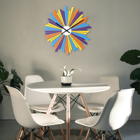 The Comet - Organic handmade wooden wall clock with multicolor dial - Thumbnail 4