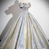 Shiny Satin Long Prom Dress, Off the Shoulder Evening Party Dress - Thumbnail 2