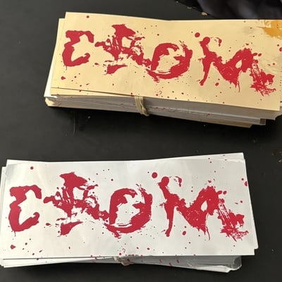 Blood splattered metalllic logo sticker