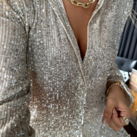 Temperament Sequin Casual Long Sleeved Shirt - Thumbnail 1