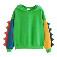 Irregular Dinosaur Contrast Color Hoodie - Thumbnail 6