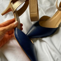  Medium heel stiletto heel color block large size hollow sandals 2 colors - Thumbnail 3