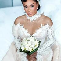 Mermaid Lace Wedding Dress Sheer Neck Beaded Illusion Vintage Sexy Bridal Gown - Thumbnail 2