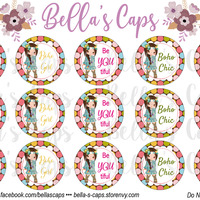 Boho Chic 1" Round Digital Cabochon Image - Thumbnail 1