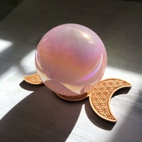 Rose Quartz Aura Orb with Moon Holder - Thumbnail 2