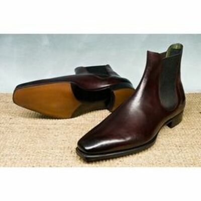 Handmade men dark burgundy chelsea leather boots, men chelsea boot