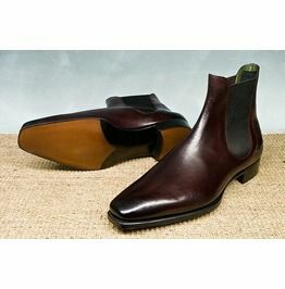 Handmade Men Dark Burgundy Chelsea Leather Boots, Men Chelsea Boot
