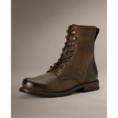 Men brown combat boot, lace up military boots, handmade leather boot - Thumbnail 2