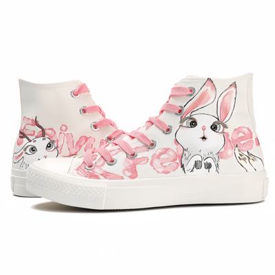 New cute rabbit cartoon creative funny hand-painted shoes