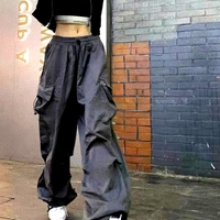 Stunning Hippie Puffy Outfit Drawstring Cargo Pockets Hip Hop Pants Streetwear Party Egirl Ootdstyle Amazing  - Thumbnail 6