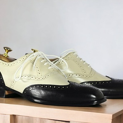 Handmade men's fashion chocolate leather lace up brogue toe dress shoes