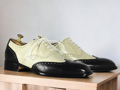 Handmade Men's Fashion Chocolate Leather Lace Up Brogue Toe Dress Shoes