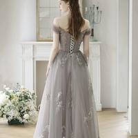 Beautiful Tulle Floor Length Prom Dress with Feathers - Thumbnail 4