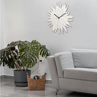 Organic handmade wall clock in shades of silver - Haystack Frozen - Thumbnail 4