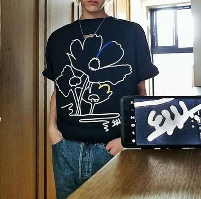 Vintage Flower Black Tee