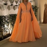 Orange Mother of the Bride/Groom Dress with Shawl Formal Dress - Thumbnail 1