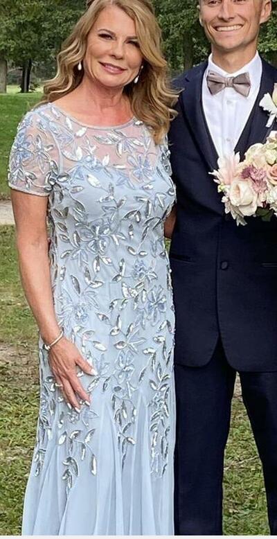 Elegant Blue Mother of the Bride/Groom Dress with Appliques Formal Dress