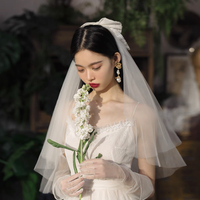 Lace Bow Finger Veil Retro Style - Thumbnail 3