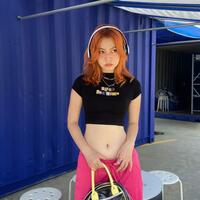 Letters Printed Crop Top - Thumbnail 3