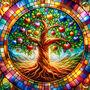 Stained Glass Apple Tree Cross Stitch Pattern-2