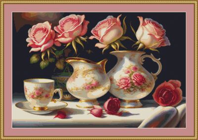 Rose Afternoon Tea Cross Stitch Pattern