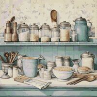 Kitchen Cabinet Cross Stitch Pattern - Thumbnail 1