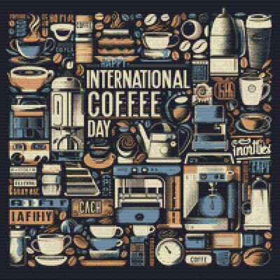 International coffee day cross stitch pattern