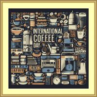 International Coffee Day Cross Stitch Pattern - Thumbnail 1