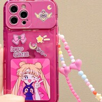 Fuchsia Sailor Moon Phone Case For iPhone With Bracelet (iPhone11-iPhone15) - Thumbnail 1