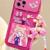 Fuchsia Sailor Moon Phone Case For iPhone With Bracelet (iPhone11-iPhone15) - Thumbnail 2