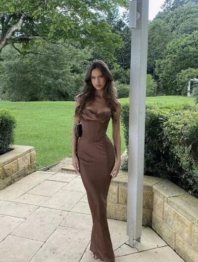 Sheath Coffee Stain Prom Dress