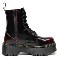 Burgundy Red Lace Up Platform Marten Boots - Thumbnail 5
