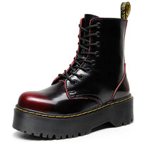 Burgundy Red Lace Up Platform Marten Boots - Thumbnail 1