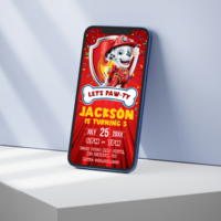 Paw Patrol Birthday Invitation, Marshall Paw Patrol E-Invite Birthday Invitation Canva Editable - Thumbnail 2