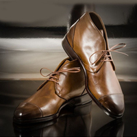 Handmade Leather Brown Color Boot, Men's Chukka Lace Up Cap Toe Boot - Thumbnail 1