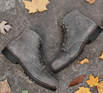 Ankle High Leather Suede boots Rubber Sole Men's Boot