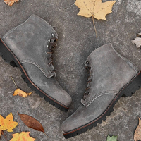 Ankle High Leather Suede boots Rubber Sole Men's Boot - Thumbnail 2
